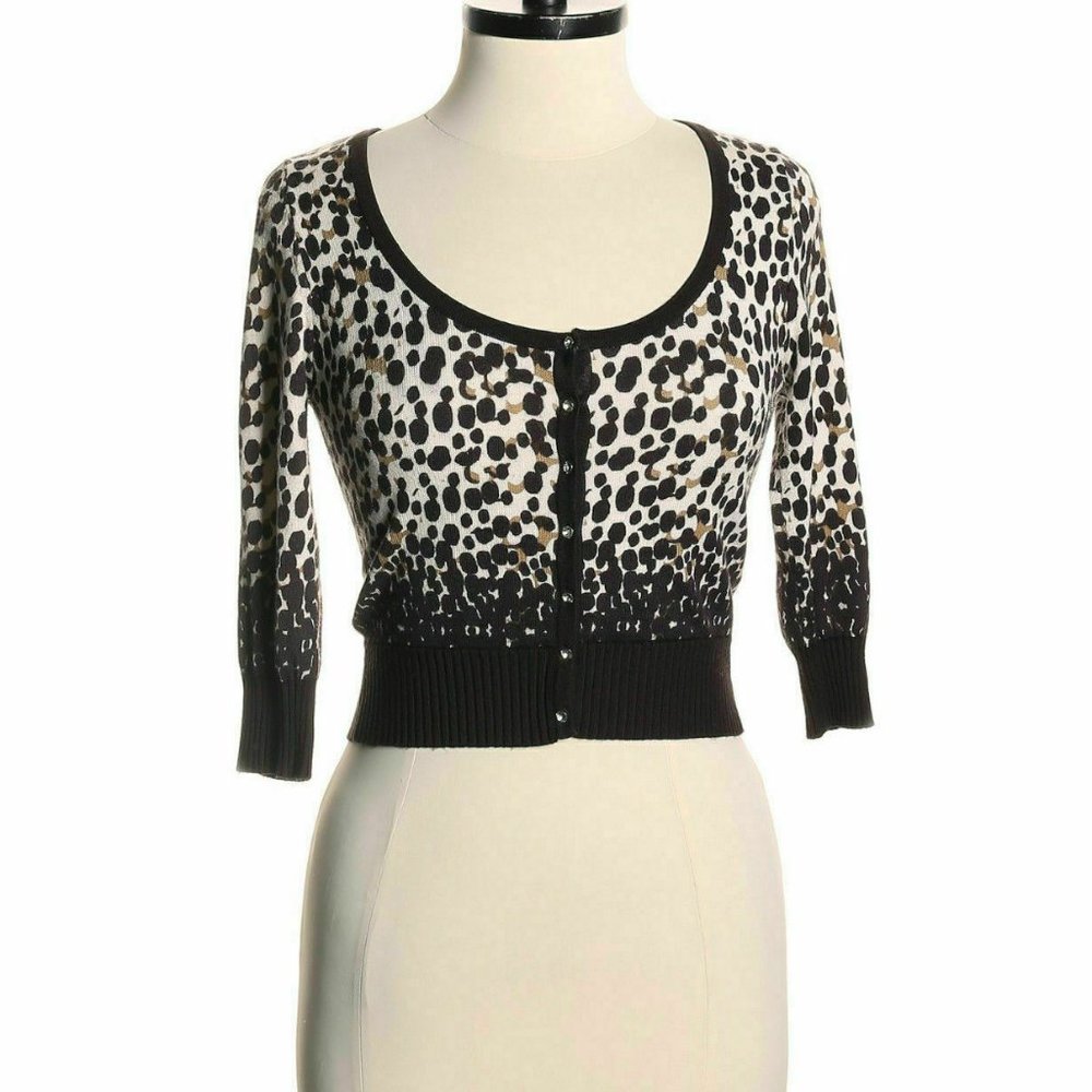 GUESS Jeans Animal Leopard Print Crop Cardigan